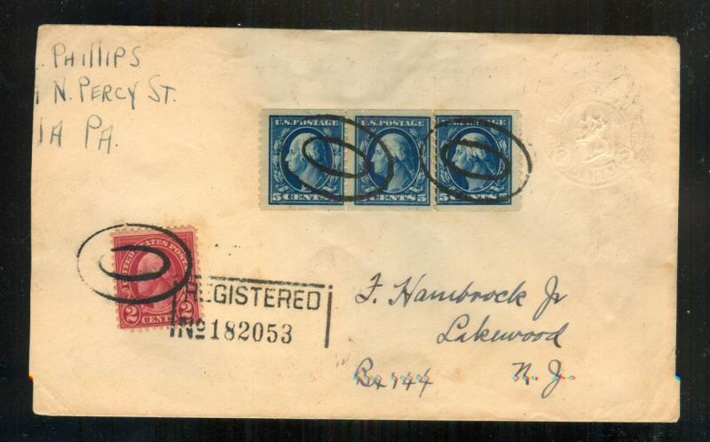 U.S. - 447 - Pair and Single on Albino 2c Postal Stationery Cover  - Rare