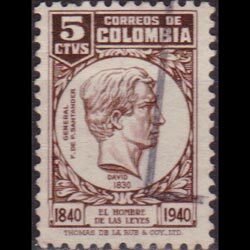 COLOMBIA 1940 - Scott# 477 Gen.Santander 5c Used