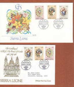 1981 Sierra Leone, 2 diff Princess Diana wedding FDCs