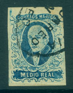 MEXICO 1856  HIDALGO  ½r blue   Scott # 1 used  VF-XF