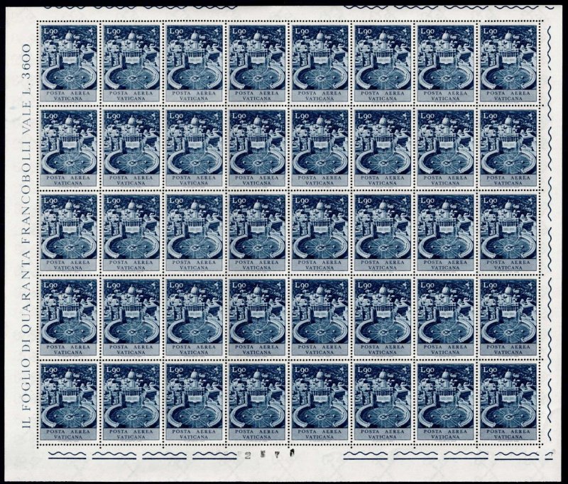 Ark Vatikanstaten 1967 Aerial View of St. Peter's 90 Lire Scott VA C49