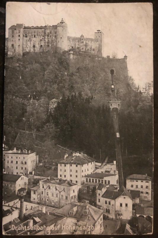 1922 Salzburg Austria Postcard Cover RPPC To Gablonz Tramway View