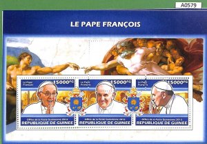 A0579 - GUINEA  ERROR MISSPERF STAMP SHEET 2013 people religion POPE Francesco