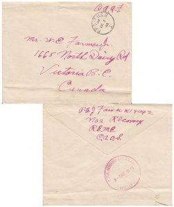 Canada Soldier's Free Mail 1943 F.P.O.-T.H.C.2 45th Field Battalion, 7th Cana...