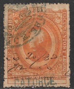 MEXICO 1883 25c Hidalgo Revenue DO88 CATORCE Control Used