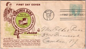 FDC 1937 SC #796 Pavois Cachet - Manteo, NC - Single - F69493