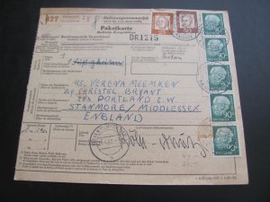 GERMANY  1954 HEUSS HIGH VALUE ON A PACKET TO ENGLAND   VERY NICE (155)