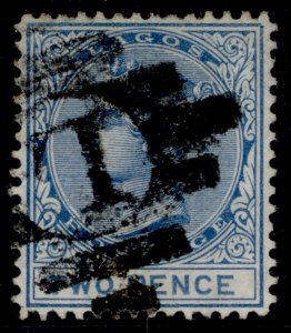 NIGERIA - Lagos QV SG11, 2d blue, USED. Cat £18. PERF 14 WMK CC