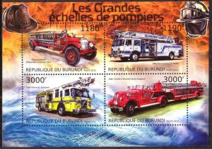 Burundi 2012 Fire Trucks Sheet MNH