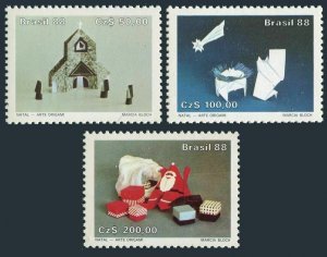 Brazil 2153-2155,MNH.Michel 2271-2273. Christmas 1988. Origami Art.