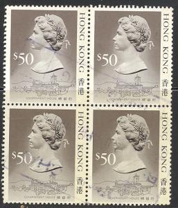 Hong Kong #504  Used Block 4   VF 