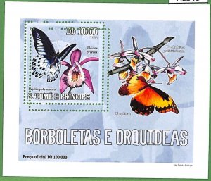 A0540 - St Tome & Principe  -  ERROR  MISSPERF SHEET -  Butterflies ORCHIDS 2006