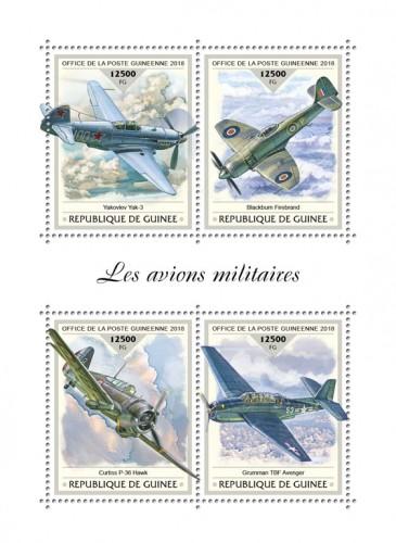 GUINEA - 2018 - Military Aircraft - Perf 4v Sheet - MNH