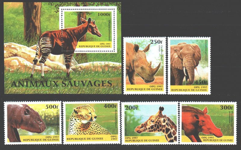 Guinea. 1997. 1631-36 bl508. Fauna of africa. MNH.