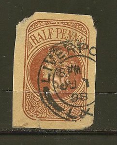 Great Britain Queen Victoria 1/2P Cut Square Postmarked Liverpool Used