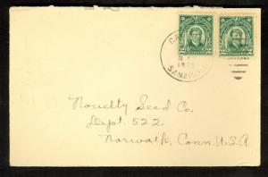 US PHILIPPINES 1925 CALBIGA SAMAR to Norwalk CT USA Cover 2x 2c RIZAL