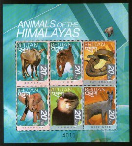 Bhutan 1999 Animals of Himalayas Elephant Wildlife Animal Sc 1276 Sheetlet MNH #