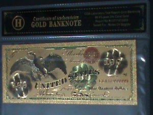 ​UNITED STATES-1862 CAT.#134- 24 KARAT GOLD REPLICA $100-VF WITH CERTIFICATE