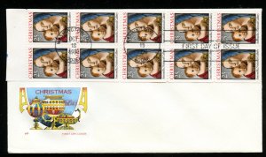 US 2514b Christmas 1990 - Madonna Booklet pane 10 UA Farnam cachet FDC