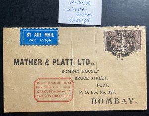 1935 Calcutta India First Demonstration Flight Airmail cover FFC To Bombay