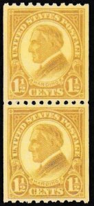 U.S. Scott # 605 LP, 1.5¢, 1925, PSE, XF 90, Mint, OGnh, Coil Joint Line Pair