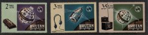 Bhutan #53-55  MNH 1966  ITU centenary telstar syncom   ear phones