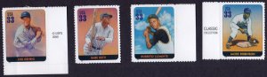 Scott #3408 (a, h, j & t) (4) Baseball HOF (Ruth, Gehrig) (4) Single Stamp - MNH