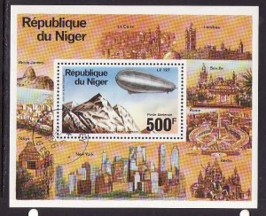 Niger-Sc#C278- id8-used airmail sheet-Planes-Aircraft-Zeppelins-1976-  