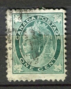 CANADA; 1897 early QV Maple Leaf issue fine used 1c. value