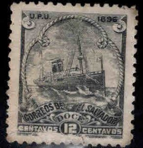 El Salvador Scott 157G Mint No Gum 1896 UPU ship stamp, scuff at bottom