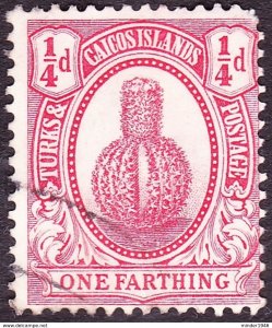 TURKS & CAICOS ISLANDS 1921 KGV ¼d Rose-Red SG154 FU