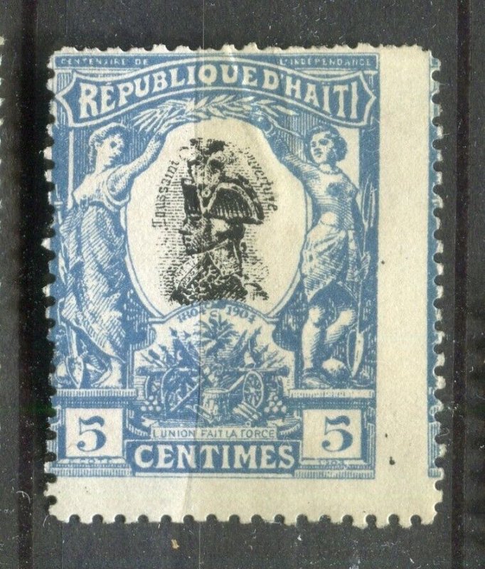 HAITI; 1904 Independence ANNIVERSARY issue 5c. Mint hinged PERF SHIFT