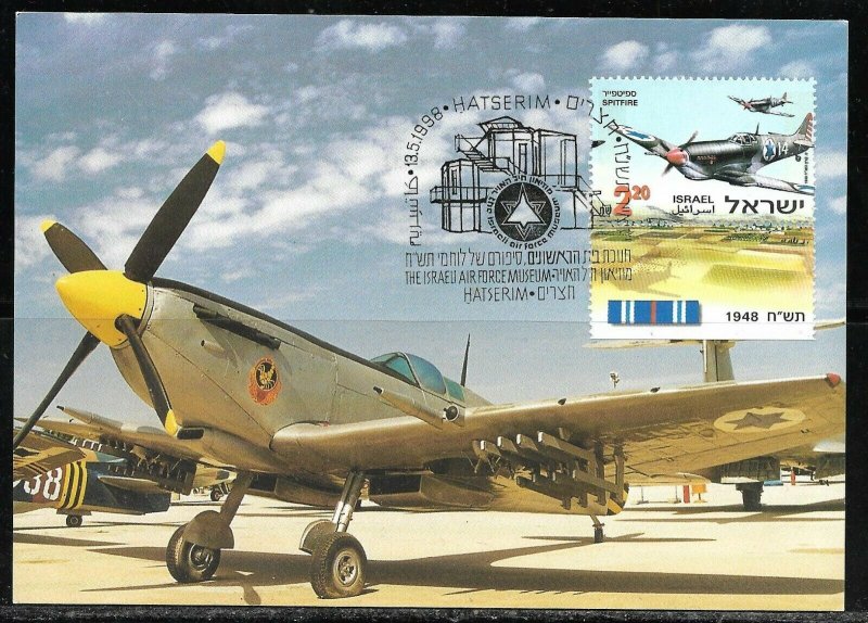 Israel 1998 The Israeli Air Force Museum Spitfire Maximum Card Aviation
