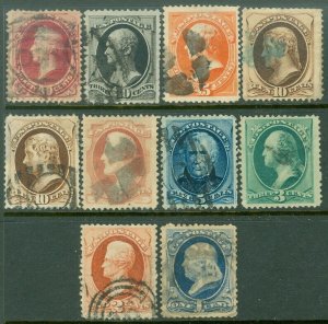 EDW1949SELL : USA 1879 Scott #182-91 F-VF, Used. Light cancels. Catalog $618.00.