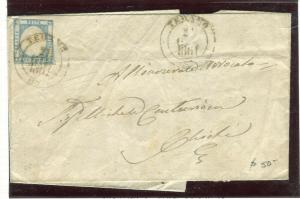 ITALY; NAPLES 1861 classic early LETTER/COVER fine used Teramo-Chieti