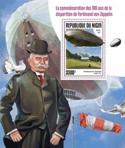Niger - 2017 Ferdinand von Zeppelin - Stamp Souvenir Sheet - NIG17420b
