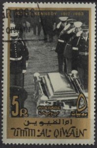 Umm al Qiwain Mi36 (used cto) 5r In Memoriam JFK: honor guard, coffin (1965)
