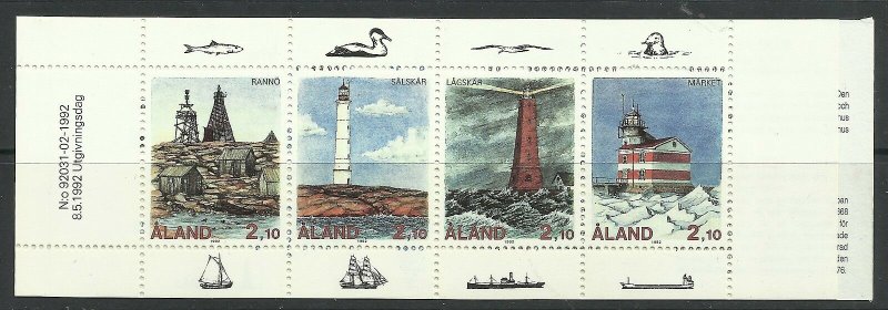 Aland 1992 #67a MNH. Lighthouses, booklet