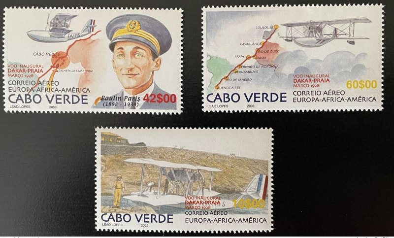 2003 Cape Verde Mi. Mi. 838 - 840 Dakar - Praia Airplane Correio-