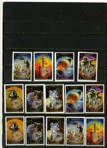 FUJEIRA 1970 Mi#456-462A,B SPACE APOLLO 13 2 SETS OF 7 STAMPS OVERPRINTED MNH 