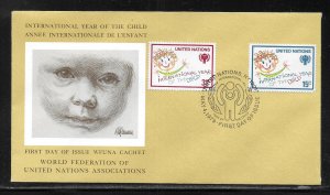 United Nations NY 310-311 Child Year WFUNA Cachet FDC First Day Cover