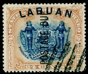 NORTH BORNEO SG D9ba, 24c blue&lilac-brwn, FINE USED. PERF 14½-15