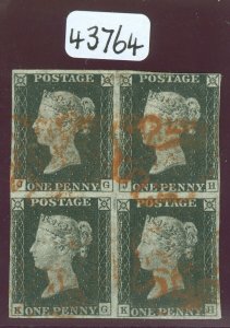 SG 2 1840 1d black block of 4 from plate 2. Fine to very fine used, cancelled... 