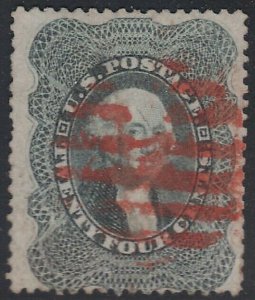 US Scott # 37 24c Washington Used / Red Grid Cancel