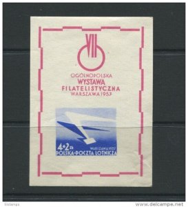 Poland 1957 Souvenir Sheet  Mi Block 21 MLH