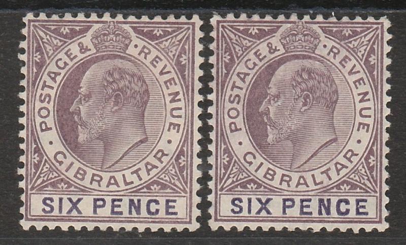 GIBRALTAR 1904 KEVII 6D BOTH PAPERS WMK MULTI CROWN CA