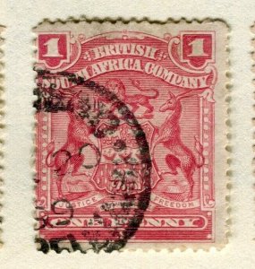 RHODESIA; 1898 early classic Springbok issue used 1d. value,