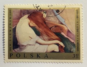 Poland 1969 Scott 1680 used - 3.40 Zt, Woman Combing her hair, by W. Slewinski