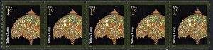 SC#3758A 1¢ Tiffany Lamp Plate Strip of Five: #S11111 (2008) MNH