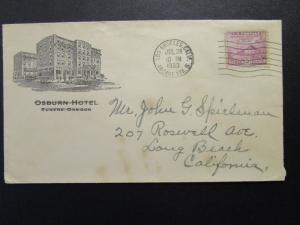 US 1933 Osburn Hotel Eugene Oregon Cachet Cover - Z6910